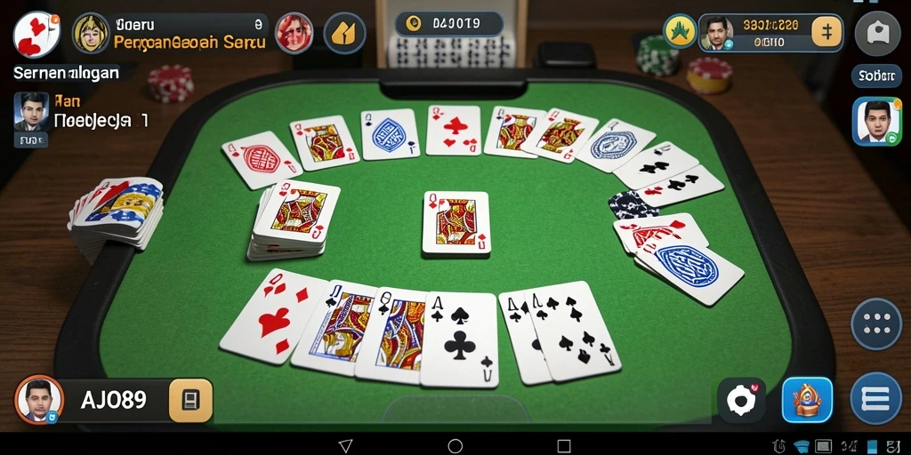 Tampilan seru gameplay Gaple di AJO89 dengan antarmuka menarik.