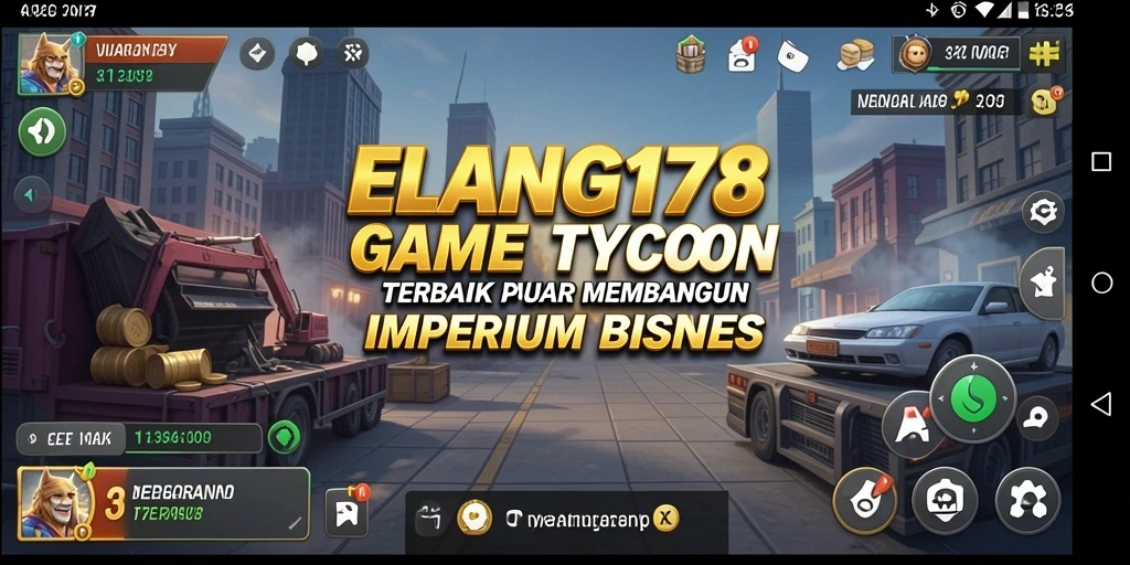 Screenshot utama ELANG178 menampilkan gameplay yang menggambarkan pengelolaan bisnis yang seru.