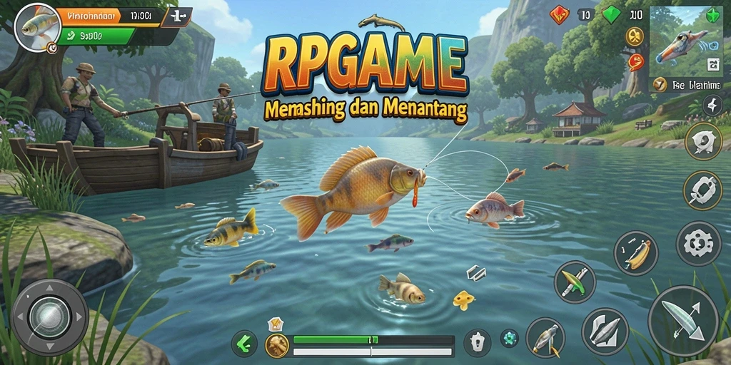 Tampilan gameplay seru saat menangkap ikan di RPGAME.