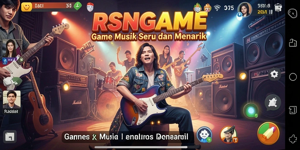 Screenshot gameplay RSNGAME menampilkan pemain bersaing dalam lagu populer.
