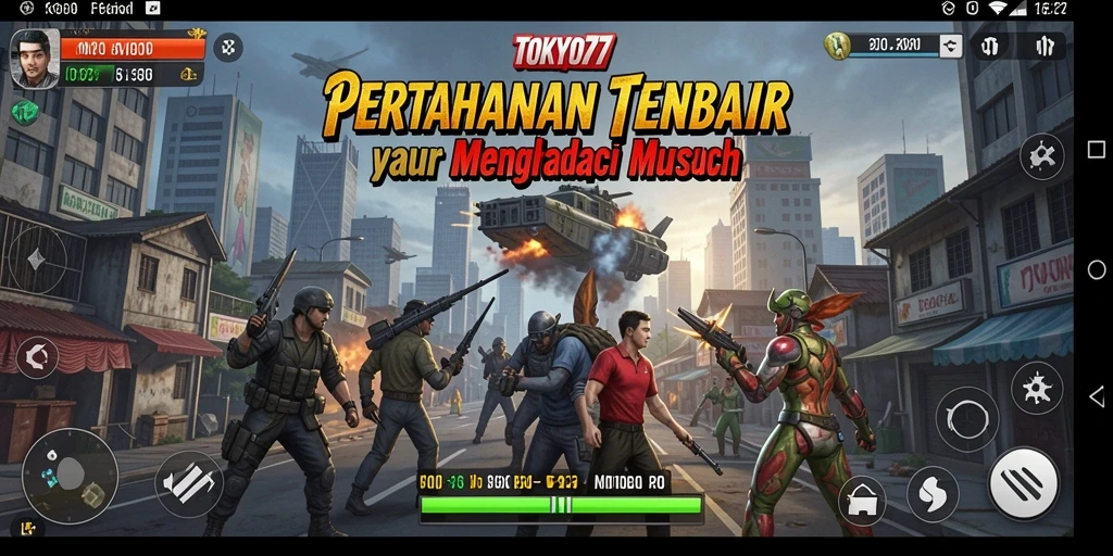 Tampilan gameplay menawan dari TOKYO77 dalam mode Tower Defense.